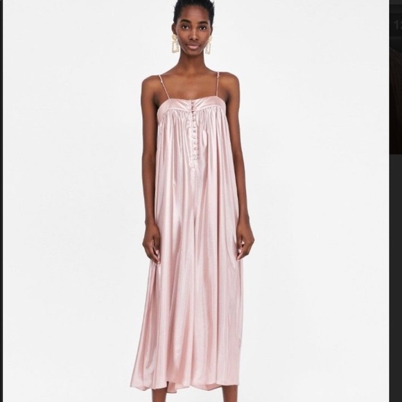 Zara Dresses | Zara Pink Metallic 